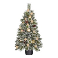 Kaprun Kunstkerstboom in Pot met LED Verlichting en Timerfunctie - H90 x Ø51 cm - Groen, Goud