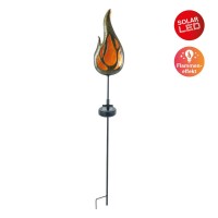 LED-Solar Erdspieß "FLAMME" Außen Erdspieß aus bronzefarbenem Metall und Kunststoff, mit integrierter LED