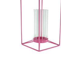 Latern - Metal/Glass - Pink - 12,5x12,5x20cm