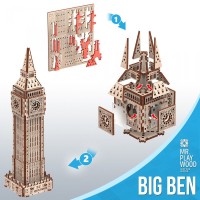 mr. Playwood 3D Wooden Puzzle, Big Ben, 10407, 9.5x9.5x36cm