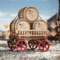 Robotime, 3D DIY Houten Modelbouwpakket, Steam Engine, LKA01, 32x6x23,5cm