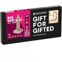 Mr. Playwood 3D Wooden Puzzle, Big Ben with LED lighting, 10206, 18.5x16x40cm