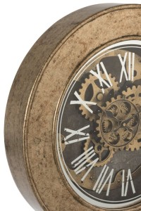 J-Line Clock interior - wood - gold - Ø 50 cm