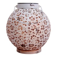 2 Set LED decoration solar light Ø 18 cm outside decoration made of metal in white with integrated LEDs
