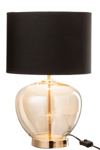 J-Line Lamp Transparent Glass/Textile Gold/Black