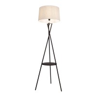 Standing lamp with integrated "Tora" table made of rust -colored metal and natural -colored textile material, 158 cm high Ø 51cm, E27
