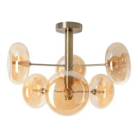 Deckenleuchte "ORION" Ø ca. 53 cm amber, aus messingfarbenem Metall und Glas in amber, G9-Sockel, Beleuchtung für Wohnzimmer, Esszimmer oder Büro.
