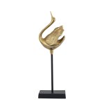 Joycee Gold Casted Alu Swan Statue Closed Wings