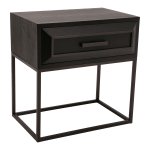 Lixly Black Wood Iron Frame Bedside Cabinet