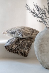 J-Line Plaid tweed - cotton - brown/beige - 180 x 130 cm