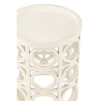 J-Line Bijzettafel Gekerfd Sparhout/Mdf Wit