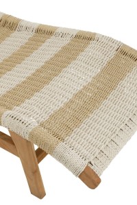 J-Line lounger + cushion Stripes - plastic/teak - white/natural