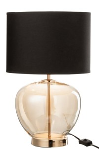 J-Line Lamp Transparent Glass/Textile Gold/Black