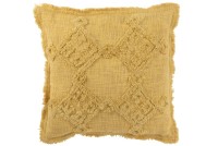 J-Line cushion Fringes - cotton - mustard