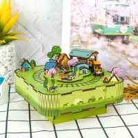 Music box DIY 3D Wooden Puzzle, Singing In The Meadow, Tone-Cheer, TQ059, 14x14x9.6cm