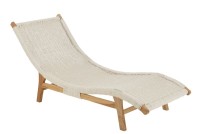 J-Line lounger + cushion Woven - plastic/teak - white