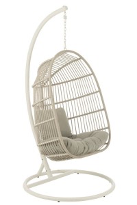 J-line hanging chair+cushion Egga metal/cord gray
