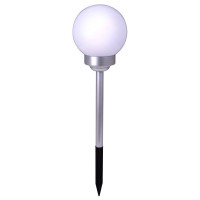 LED outside spherical spit "Ball" D: 25 cm, plastic earth skewer, white, with integrated LED