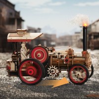 Robotime, 3D DIY Houten Modelbouwpakket, Steam Engine, LKA01, 32x6x23,5cm