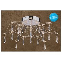 LED ceiling light "Araneus" made of metal and glass in chrome, Ø 55 cm, with firmly built -in LEDs, lighting for living room, dining room, hallway or office