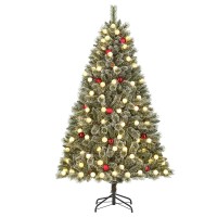 Kaprun Kunstkerstboom met LED Verlichting en Timerfunctie - H180 x Ø108 cm - Groen, Rood
