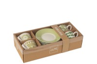 J-Line bag + saucer Box - ceramic - green - S - box of 4 pieces