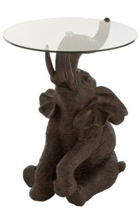 J-Line table Elephant - poly/glass - dark brown