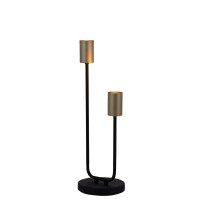 Table lamp 2-flame. "Modo" made of metal in black, versions in gold, E27 socket, table lamp for living room, dining room, kitchen, hallway, hallway or office, 45 x 14 cm