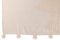 J-Line Plaid Pompom - polyester - light beige - 170 x 130 cm