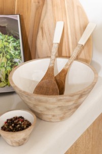 J-Line Bowl Mango Wood White Medium