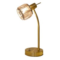 LED table lamp "Josefa", table lamp made of gold and glass in gold, with E14 socket, for dining room, living room, hallway or office, for living room, dining room or as a bedside lamp, 34.5 x 17.5 cm