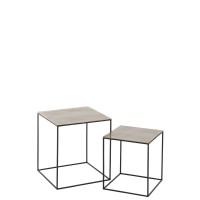 J-Line bijzettafel Vierkant - metaal - zilver/zwart