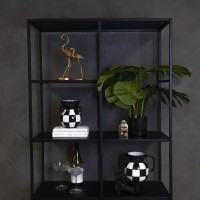 Vaas - Kan - Keramiek - Zwart/Wit - 14,5x14x17cm