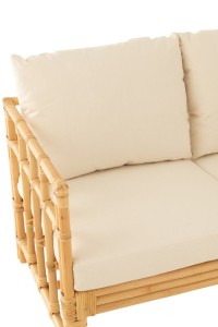 J-Line sofa Elise + cushion 2 Persons - rattan/textile - natural/white