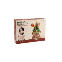 Robotime, Muziekdoos Hout DIY 3D Puzzel Christmas Melody Tree, AMS01, 30x30x40cm
