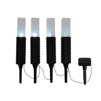 4 Set LED outdoor spike, for outside, plastic earth spit in black, integrated LED