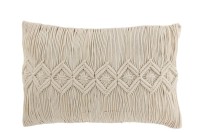 J-Line cushion Linea Macrame Rectangle - cotton - off-white