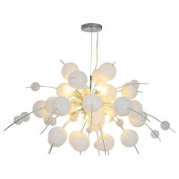 Pendant lamp "explosion" white, made of metal and glass, G9 versions, hanging lamp for dining room, living room, hall or office, Øca. 98 cm