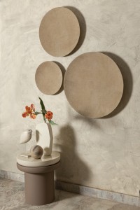 Nabdia Taupe Suede Round Bowl And Wall Panel S