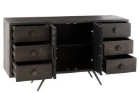 J-line cabinet Low Ethnic 2 doors + 6 drawers - wood - brown