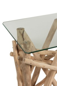 J-Line Console Rectangle Branches Wood/Glass Natural