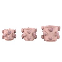 Valentin Pink Ceramic Pot 3D Hearts Low L
