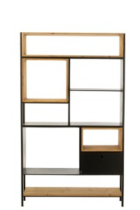 J-Line Shelf Tina Wood/Iron Black/Natural Large