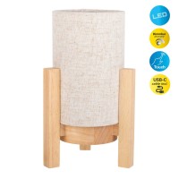 Cordial lamp "Madita" 25 cm high, in white/nature, with integrated LED, dimmable with touch sensor