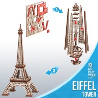 Mr. Playwood 3D Wooden Puzzle Eiffel Tower, 10406, 14.9x14.9x23.8cm