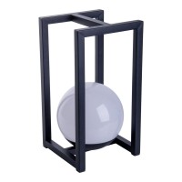 LED Dekoleuchte KALI für Balkon und Terrasse, Deko Tischlampe aus Metall und Kunststoff in Schwarz,, fest verbaute LEDs, 30 x 16 x16 cm