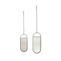 Mirror - Round Wall Mirrors - Metal - Black - 22x60|9x50cm