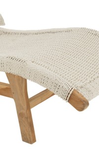 J-Line lounger + cushion Woven - plastic/teak - white