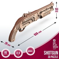 Mr. Playwood 3D Wooden Puzzle, Shotgun, 10102, 65x7x15,3