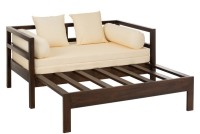 J-Line Conie sofa bed - mattress + 4 pillows - wood - dark brown